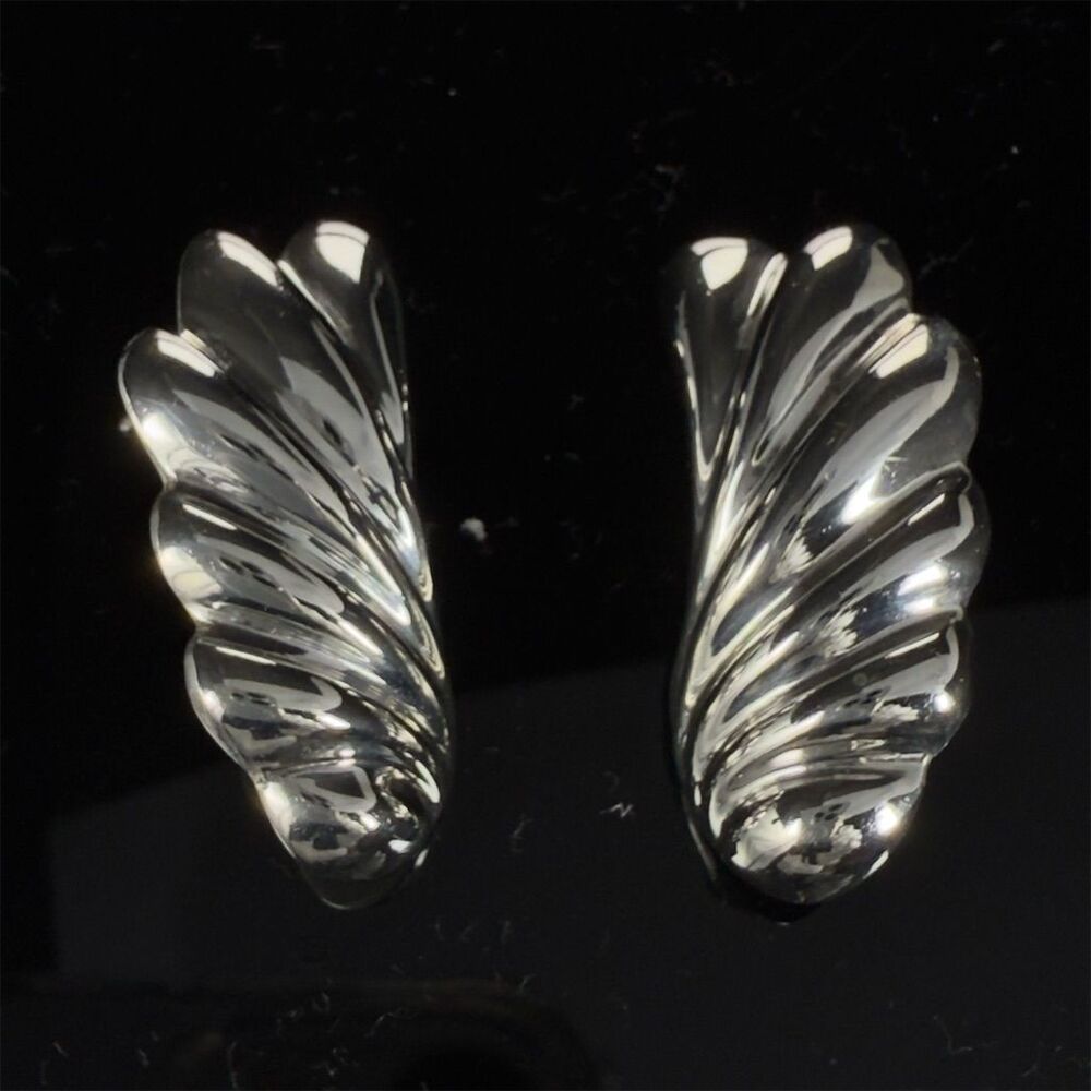 Vintage Sterling Silver Wing Design Stud Earrings Fashion Jewelry